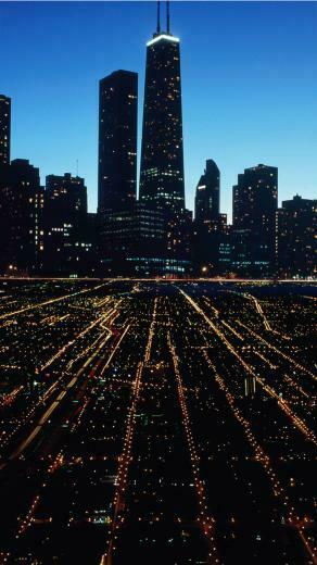United States Illinois Chicago Skyscrapers City Night Lights Wallpaper