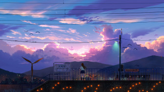 Anime Sunrise Scenery Art Wallpaper iPhone Phone 4k 1440f
