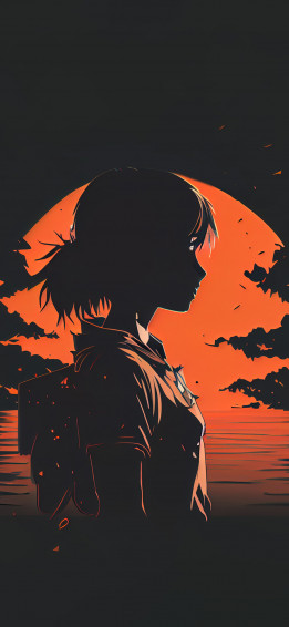 Anime Girl Black Orange Wallpaper Aesthetic