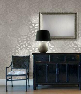 Shirazi Silver Bohemian Floral Wallpaper Boulevard