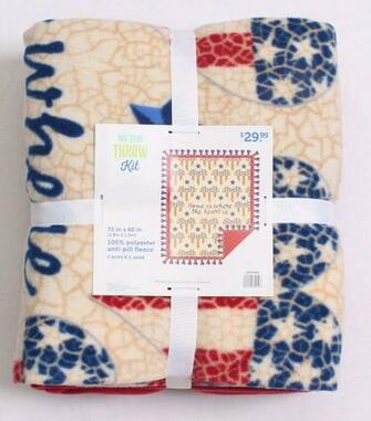 No Sew Throw Fleece Kit Flag Hearts Home Is Where The Heart