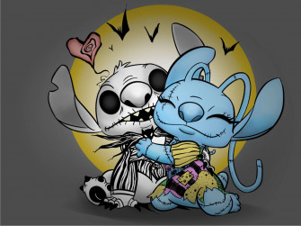 Stitch And Angel In Cute Disney Halloween Wallpaper