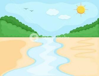 Cartoon Background River Bank Landscape Royalty Stock Image