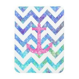 Pink Glitter Nautical Anchor Watercolor Chevron Flexible Magnet