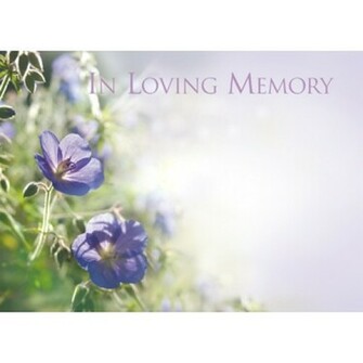 Cards In Loving Memory Flower Purple Background Pack Of