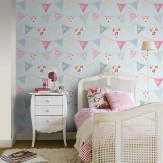 Blue Bunting Wallpaper Rasch New Room Decor