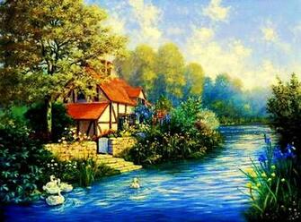 River Cottage Wallpaper HD Desktopinhq Net