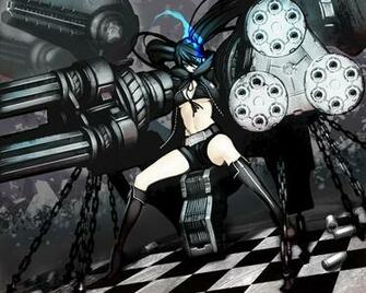 Black Rock Shooter Big Weapon Guns Bullet Shell Blue Flame Chain Girl