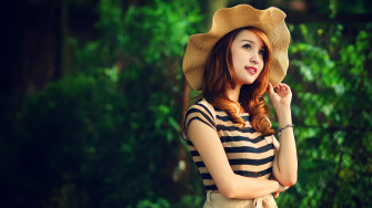 Asian Woman In Nature Wallpaper