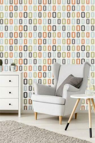 Retro Circle Geometric Wallpaper Textured Embossed Vinyl Funky