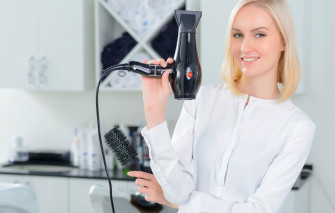 Wallpaper Look Girl Smile Blouse Hairdryer Image For Desktop