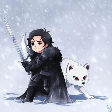 Jon Snow And Ghost Art Illustration John