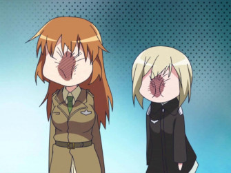 Two Anime Girls With Their Faces Covered Wallpaper