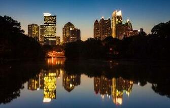 Atlanta Piedmont Park City Night Lake Wallpaper