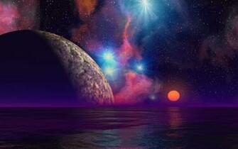 Alien Sunset Background Cool Planets Scifi Desktop Wallpaper