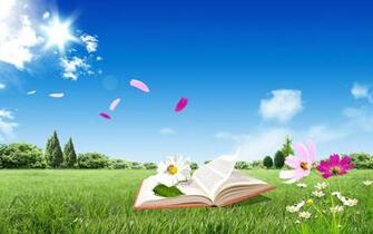 Open Book Background Wallpaper On Grass