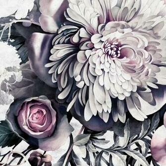 Dark Floral Ii Wallpaper Sanded Fresco Eclectic By