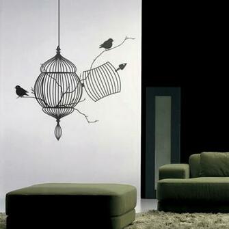 Bird Wall Decals Grasscloth Wallpaper