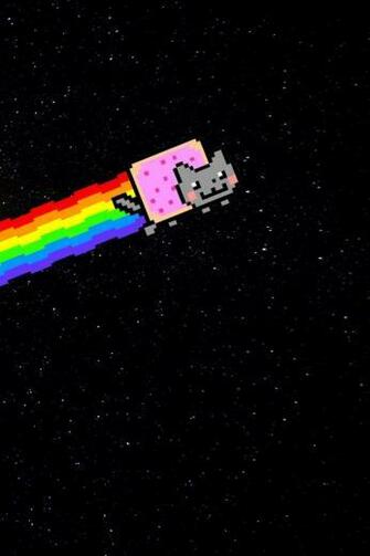 Nyan Cat Rainbow Positive Space Wallpaper Background iPhone 4s