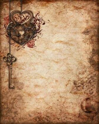 Sepia Parchment Lock Key Stationery Background Vintage