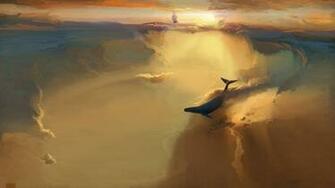 Wallpaper Whale Flying In The Clouds Flyingwhales