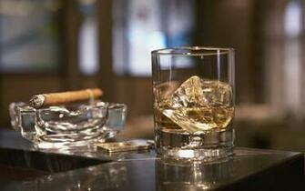 Wallpaper Cigar Whiskey Glass Ice Table