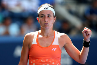 Anastasija Sevastova In Action Wallpaper
