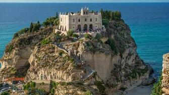 Photos Italy Tropea Cliff Stairs Cities Building