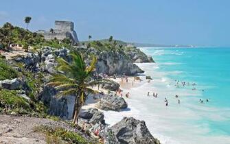 Beach Near El Castillo Tulum Riviera Maya Mexico Wallpaper