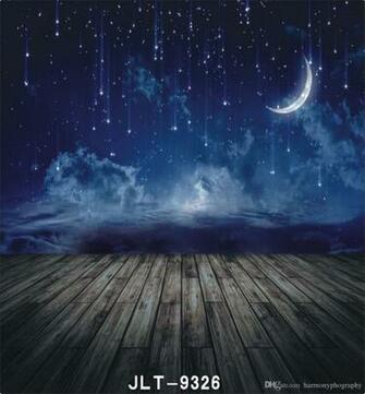 Night Sky Shooting Star Moon Wooden Floor Photography
