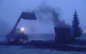 Diggers In The Mist Wallpaper Stock Photos