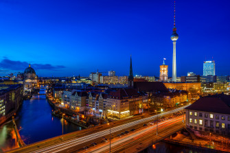 City Night Germany Building River Man Made Berlin 4k Ultra HD Wallpaper
