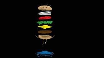 Minimalistic Funny Hamburgers Trampoline Wallpaper