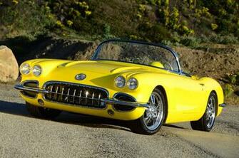 Corvette C1 Convertible Yellow Classic Modified Wallpaper Background