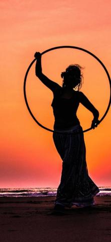 iPhone Wallpaper Silhouette Girl Hula Hoop Woman Sunset Beach K HD