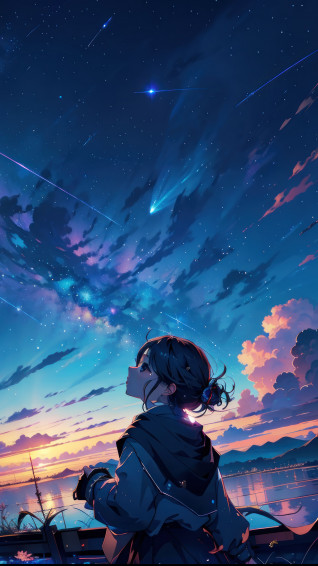 Anime Girl Sky Sunset 4k Wallpaper iPhone HD Phone 3201m