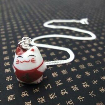 Lucky Cat Charm Necklace Jin Wealth From Dream Of Silver Made By