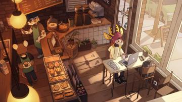 Lofi Cafe Studying Art Wallpaper 4k Pc Desktop 1350e