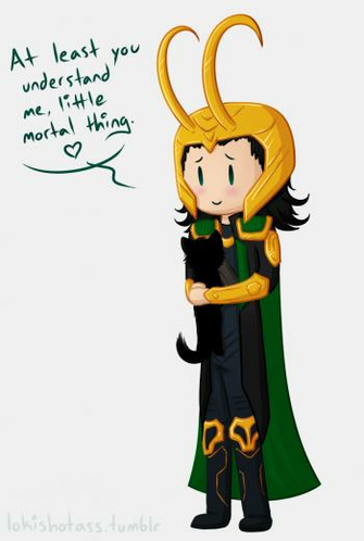 Chibi Loki And Kitten By Britishnicky