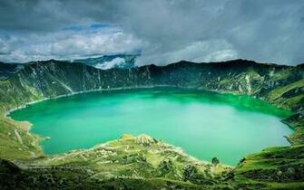 Ecuador Andes Caldera Volcano Clouds Grass Mountain