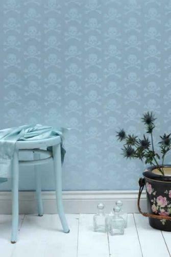 Beware The Moon Skulls Wallpaper Baby Blue Glitter More
