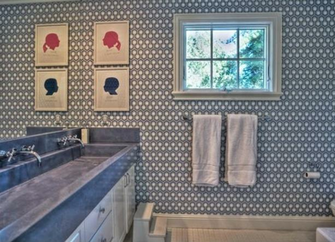 Hicks Hexagon Wallpaper Contemporary Bathroom Kriste Michelini