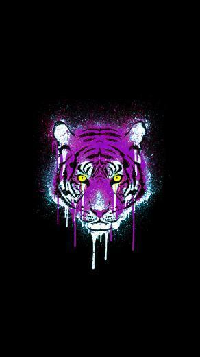 Purple And Gold Tiger iPhone Wallpaper