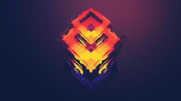 Black Red And Orange Abstract Painting Polygon 4k