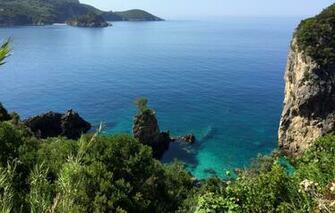 Wallpaper Sea Stones Rocks Coast Greece Horizon Corfu Image