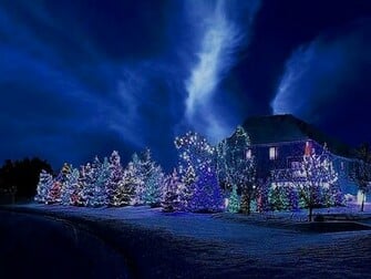 Blue Christmas Night Wallpaper
