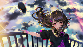 Anime Girl Standing At Height 4k Wallpaper HD