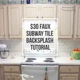 Faux Subway Tile Wallpaper Backsplash Tutorial