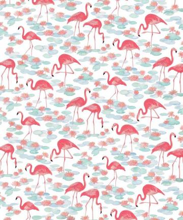 Vintage Flamingos Pattern Wallpaper Art