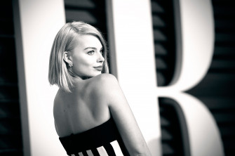 Stunning Black White HD Wallpaper Of Margot Robbie